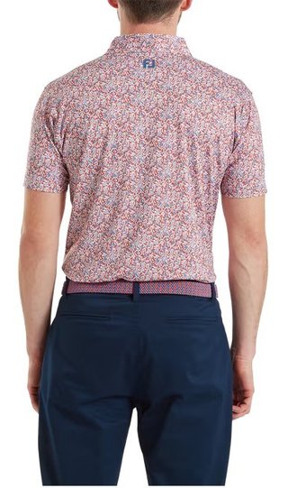 FootJoy Meadow Print Lisle heren polo, nantucket red/hambray/coastal blue