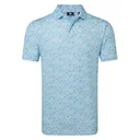 FootJoy Meadow Print Lisle heren polo, blue reef/sea glass/deep reef