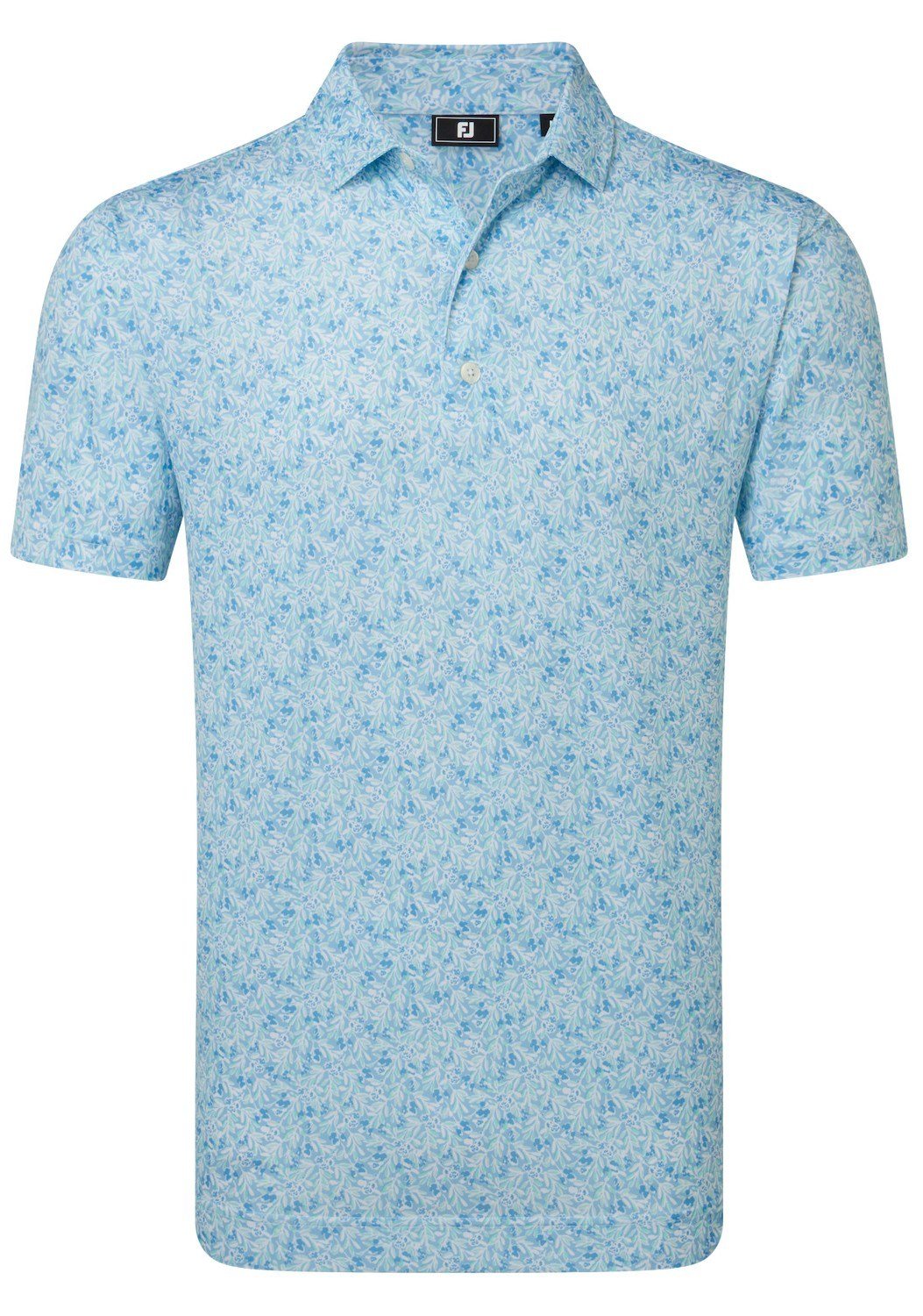 FootJoy Meadow Print Lisle heren polo, blue reef/sea glass/deep reef