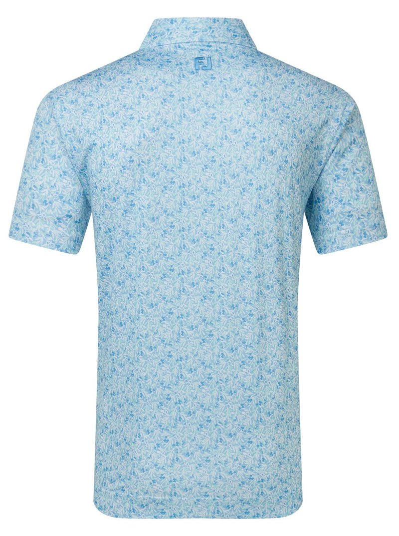FootJoy Meadow Print Lisle heren polo, blue reef/sea glass/deep reef
