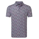 FootJoy Meadow Print Lisle heren polo, black/vivid violet/pink pop