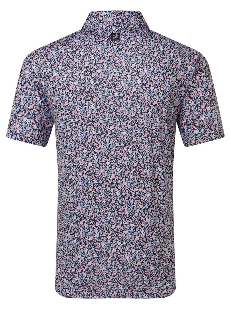 FootJoy Meadow Print Lisle heren polo, black/vivid violet/pink pop