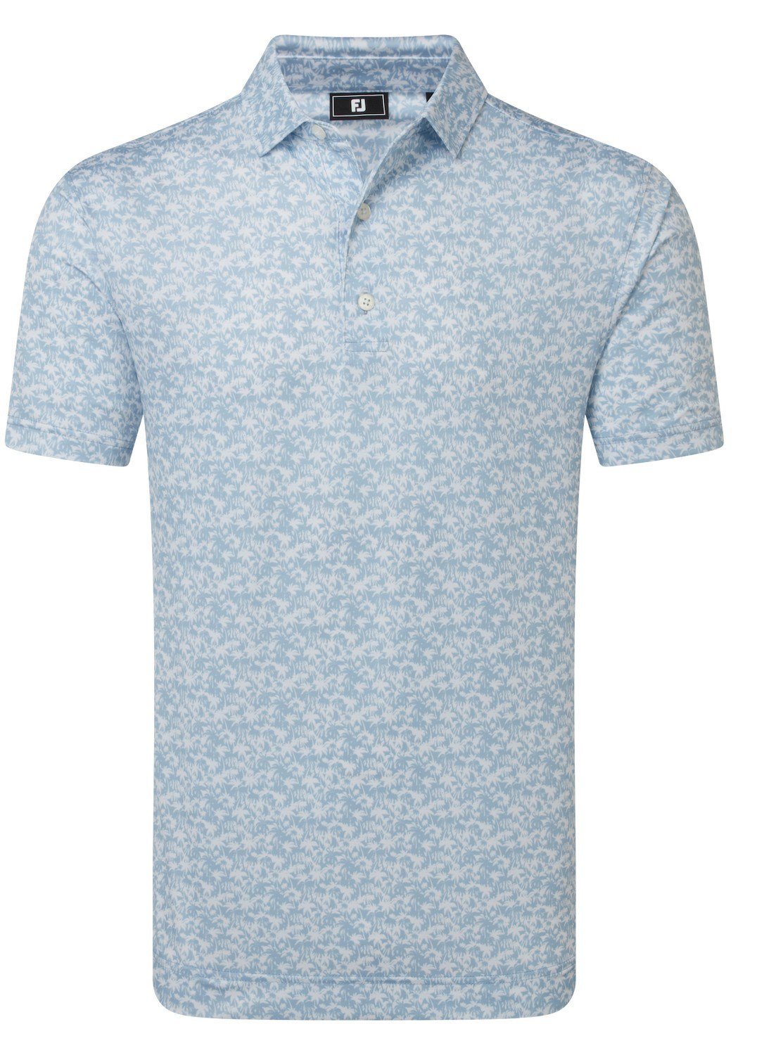 FootJoy Hidden Palm Print Lisle heren polo, chambray/white