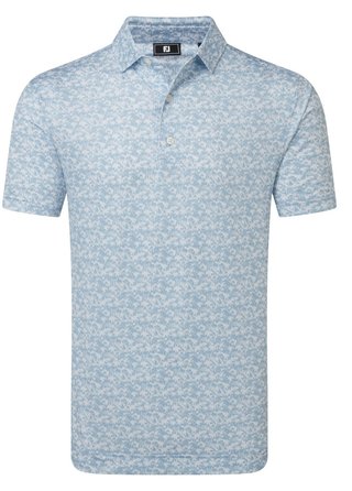FootJoy Hidden Palm Print Lisle heren polo, chambray/white