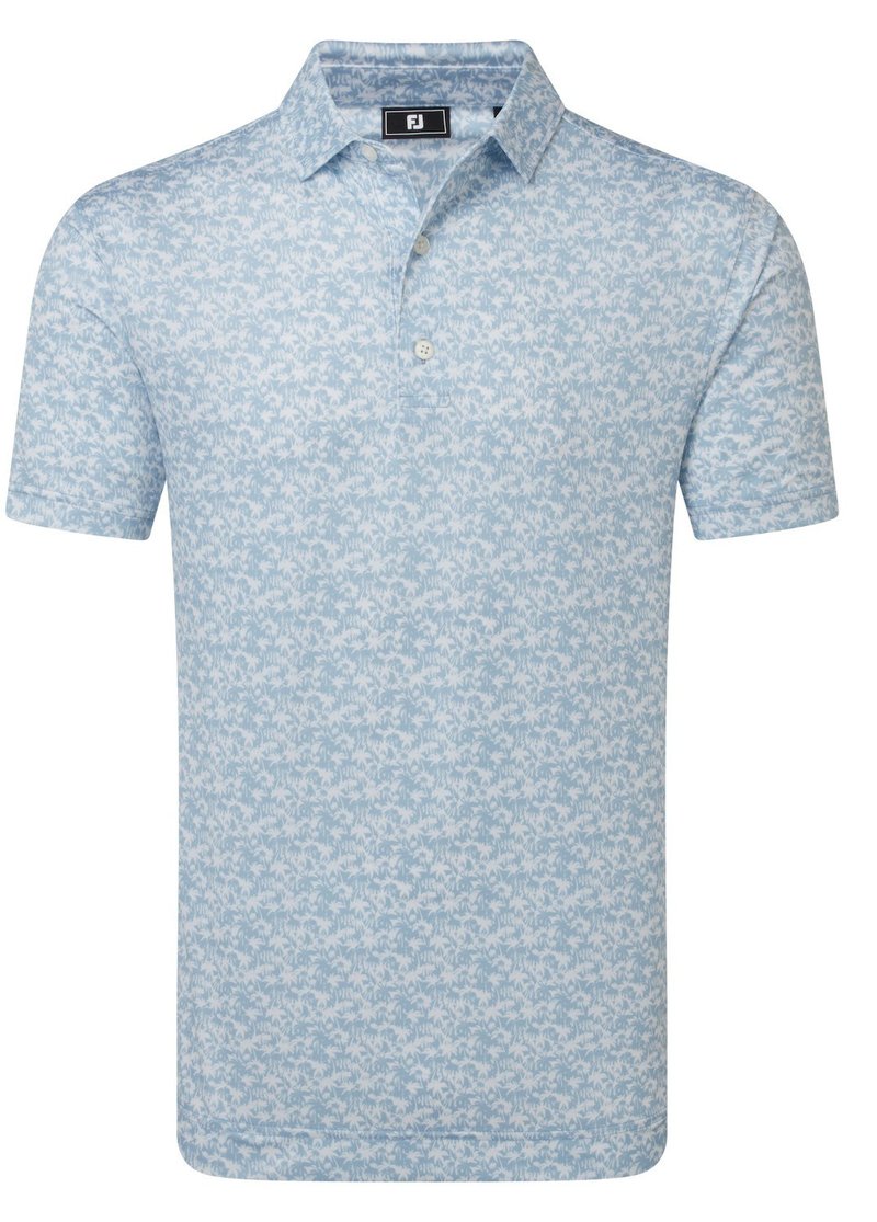 FootJoy Hidden Palm Print Lisle heren polo, chambray/white