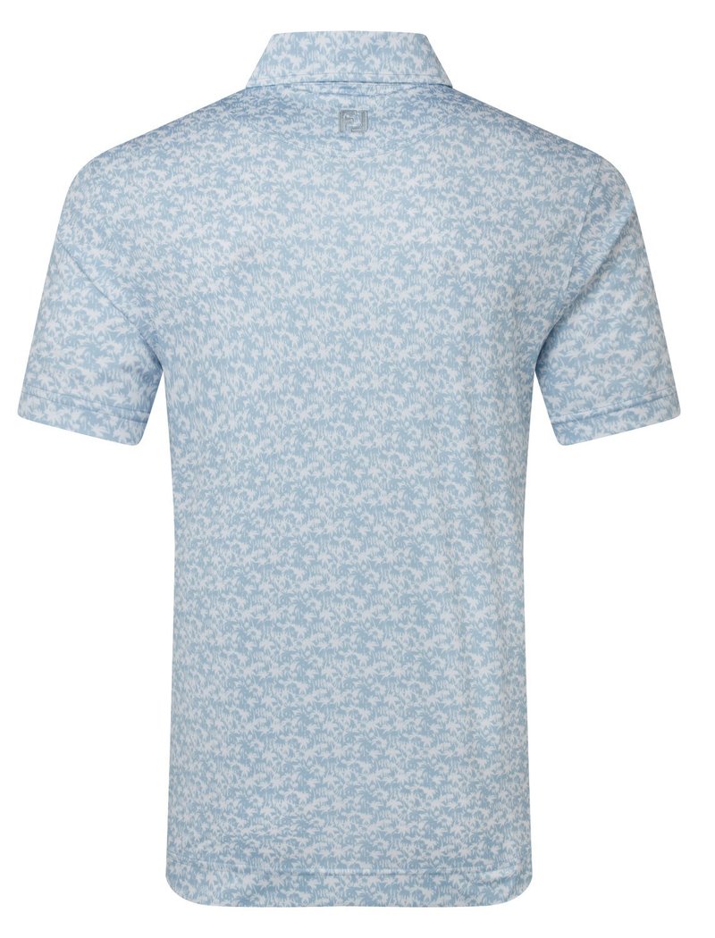 FootJoy Hidden Palm Print Lisle heren polo, chambray/white