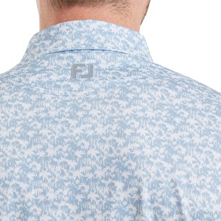 FootJoy Hidden Palm Print Lisle heren polo, chambray/white
