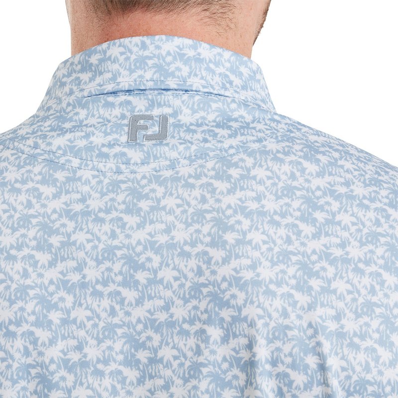 FootJoy Hidden Palm Print Lisle heren polo, chambray/white