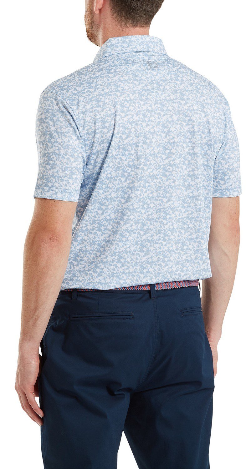 FootJoy Hidden Palm Print Lisle heren polo, chambray/white