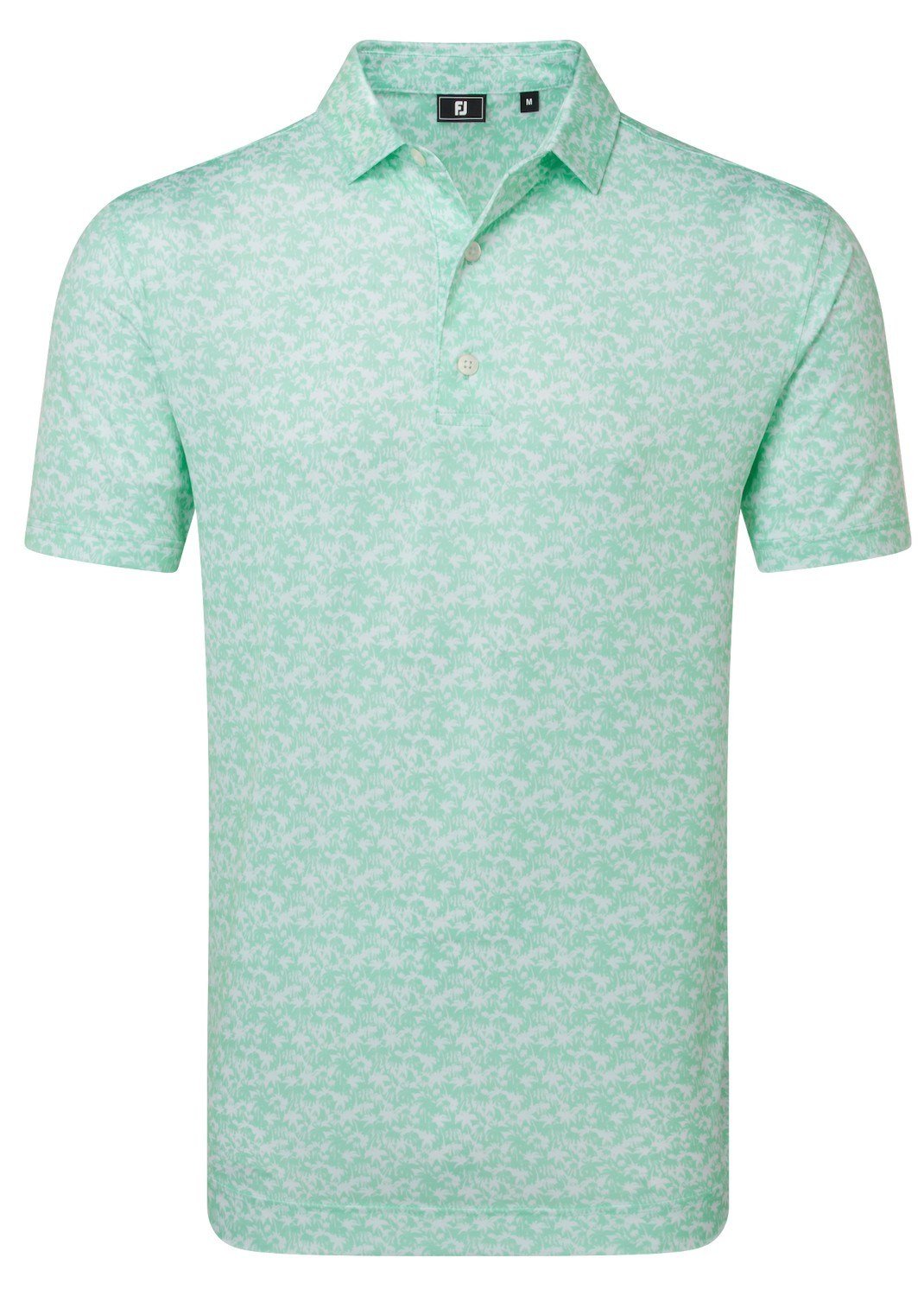 FootJoy Hidden Palm Print Lisle heren polo, sea glass/white