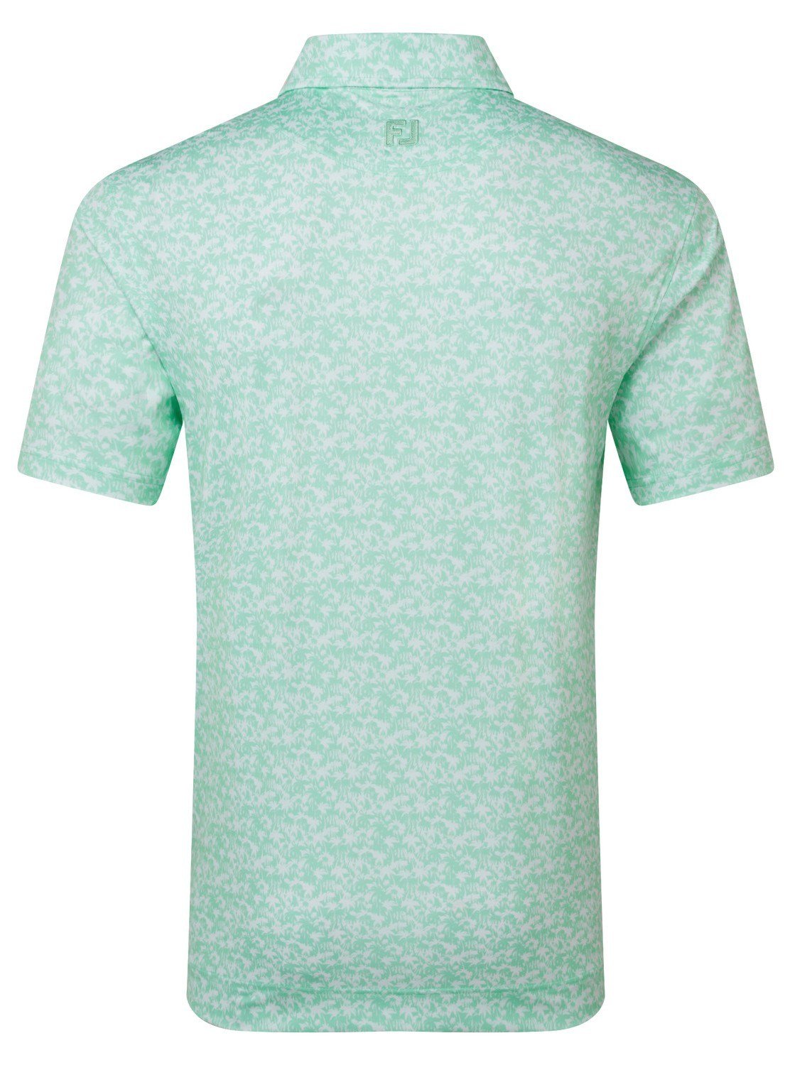 FootJoy Hidden Palm Print Lisle heren polo, sea glass/white