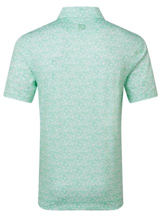 FootJoy Hidden Palm Print Lisle heren polo, sea glass/white