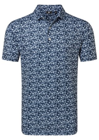 FootJoy Hidden Palm Print Lisle heren polo, navy/white