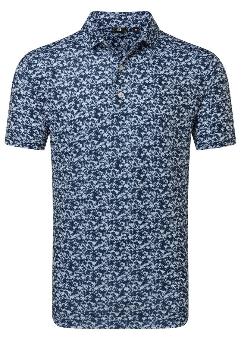 FootJoy Hidden Palm Print Lisle heren polo, navy/white