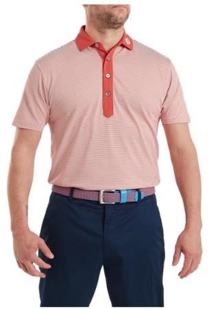 FootJoy Feeder Stripe Pique heren polo, nantucket red
