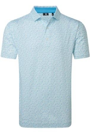 FootJoy Surfs Up Print Lisle heren polo, deep reef/white/sea glass/blue reef
