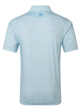 FootJoy Surfs Up Print Lisle heren polo, deep reef/white/sea glass/blue reef