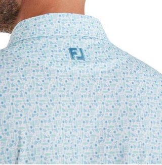 FootJoy Surfs Up Print Lisle heren polo, deep reef/white/sea glass/blue reef