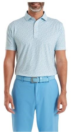 FootJoy Surfs Up Print Lisle heren polo, deep reef/white/sea glass/blue reef