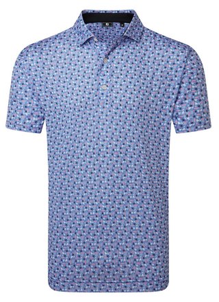 FootJoy Surfs Up Print Lisle heren polo, wit/vivid violet/pink pop/zwart