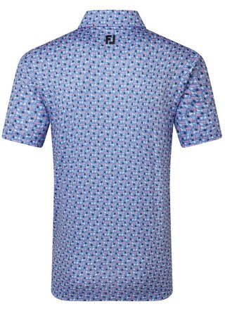 FootJoy Surfs Up Print Lisle heren polo, wit/vivid violet/pink pop/zwart