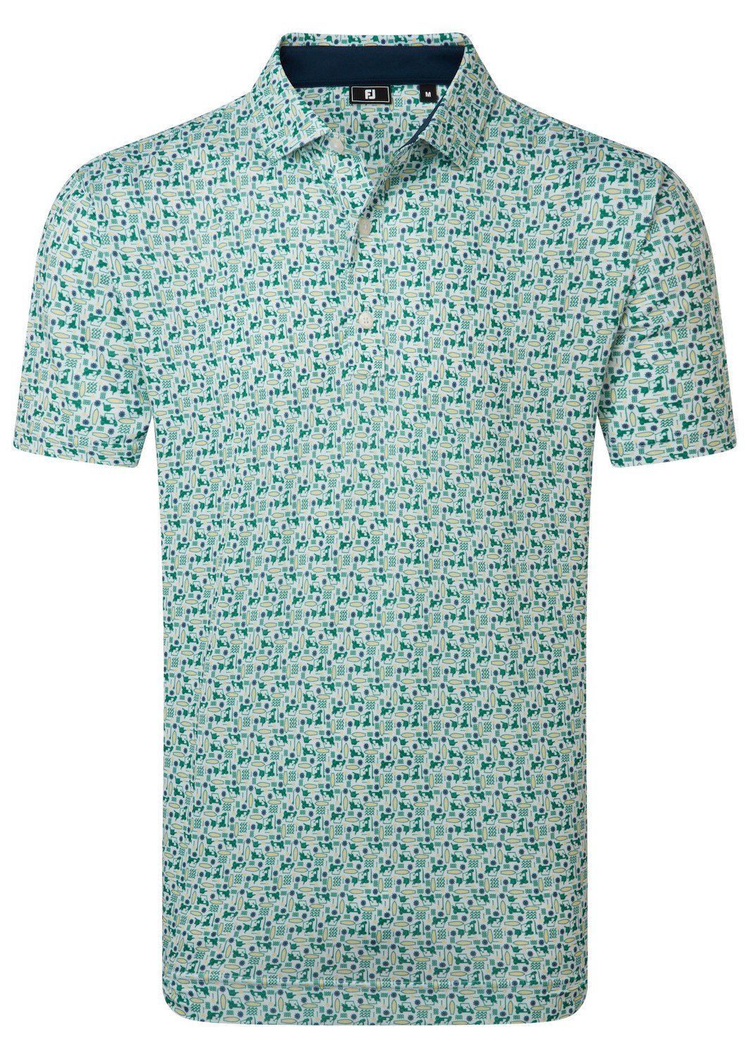 FootJoy Surfs Up Print Lisle heren polo, field green/white/sunshine/navy