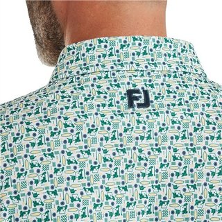 FootJoy Surfs Up Print Lisle heren polo, field green/white/sunshine/navy
