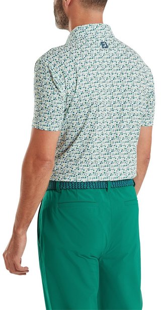 FootJoy Surfs Up Print Lisle heren polo, field green/white/sunshine/navy