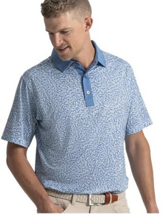 FootJoy Condensed Camo Print Lisle heren polo, white/chambray/coastal blue