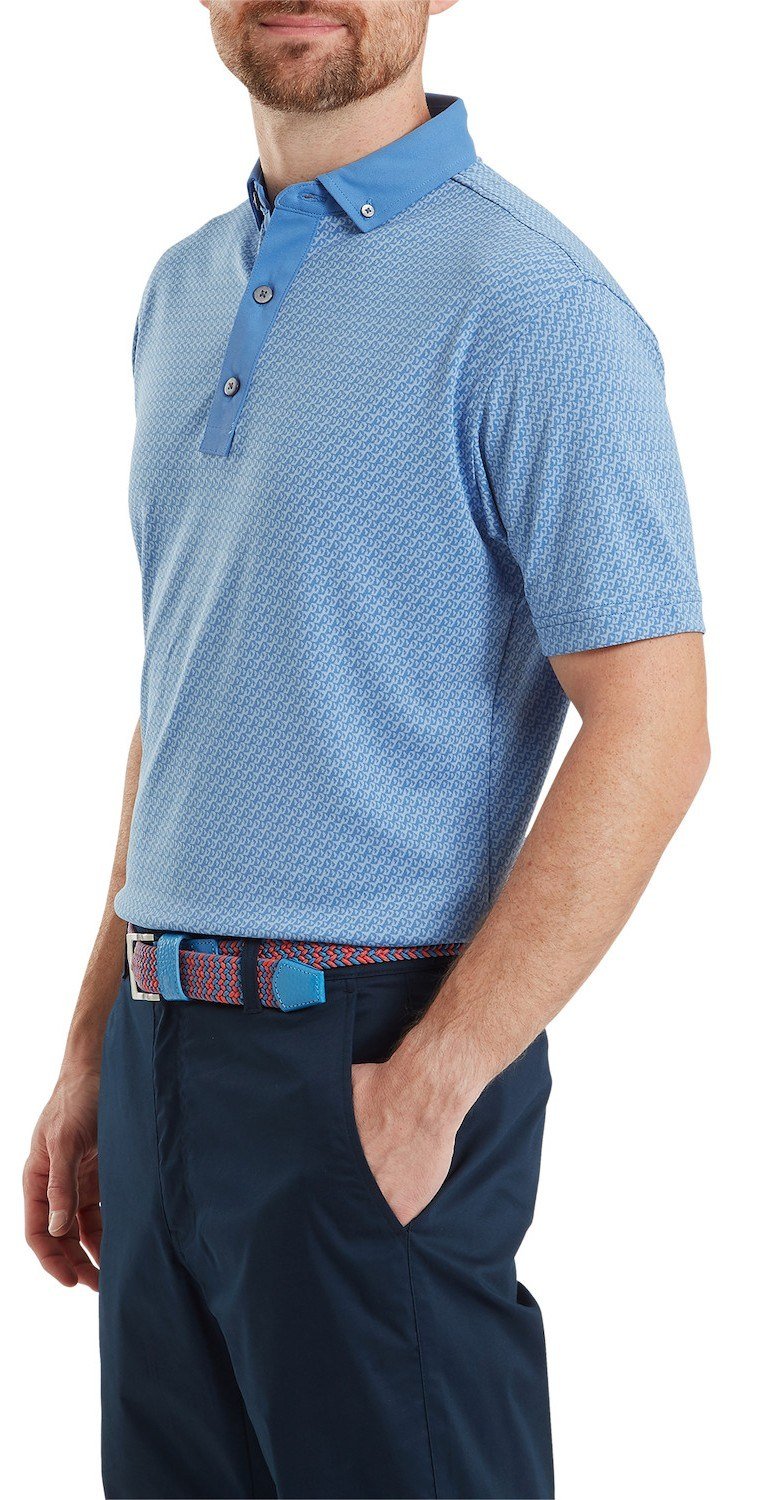FootJoy Star Geo Jacquard heren polo, coastal blue