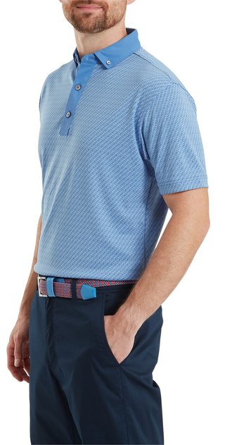 FootJoy Star Geo Jacquard heren polo, coastal blue