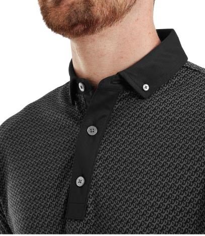 FootJoy Star Geo Jacquard heren polo, zwart