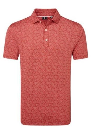 FootJoy Wingtip Floral Lisle heren polo, nantucket red/white