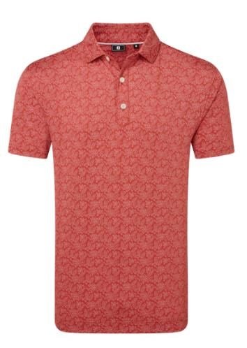 FootJoy Wingtip Floral Lisle heren polo, nantucket red/white