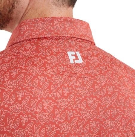 FootJoy Wingtip Floral Lisle heren polo, nantucket red/white