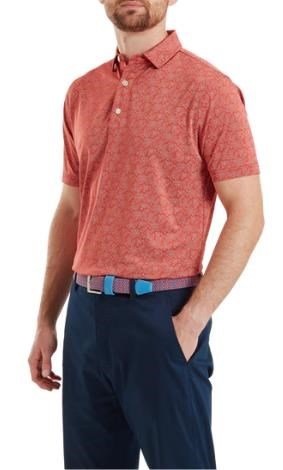 FootJoy Wingtip Floral Lisle heren polo, nantucket red/white