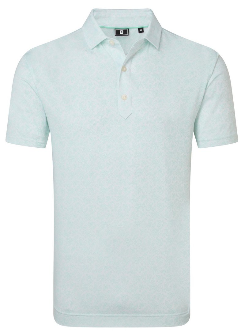 FootJoy Wingtip Floral Lisle heren polo, white/sea glass