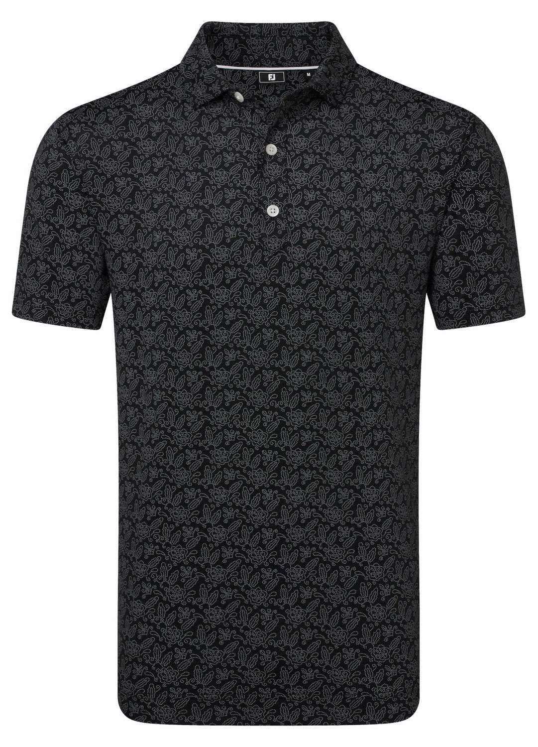 FootJoy Wingtip Floral Lisle heren polo, zwart/wit