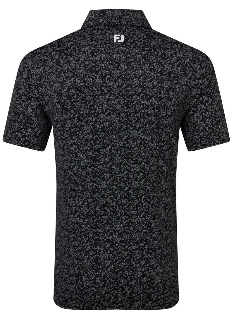 FootJoy Wingtip Floral Lisle heren polo, zwart/wit