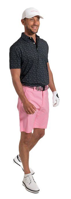 FootJoy Wingtip Floral Lisle heren polo, zwart/wit