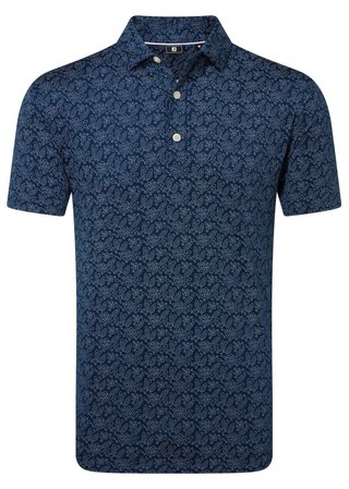 FootJoy Wingtip Floral Lisle heren polo, navy/white