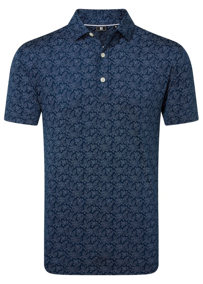 FootJoy Wingtip Floral Lisle heren polo, navy/white