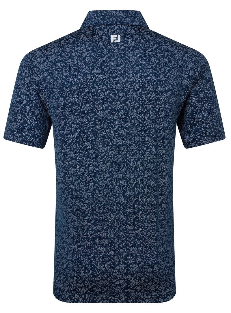 FootJoy Wingtip Floral Lisle heren polo, navy/white