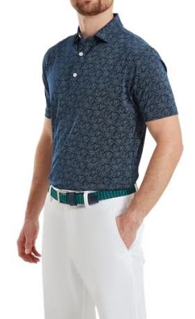 FootJoy Wingtip Floral Lisle heren polo, navy/white
