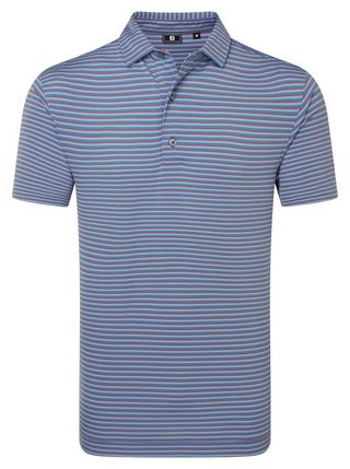 FootJoy Shadow Stripe Lisle heren polo, coastal blue