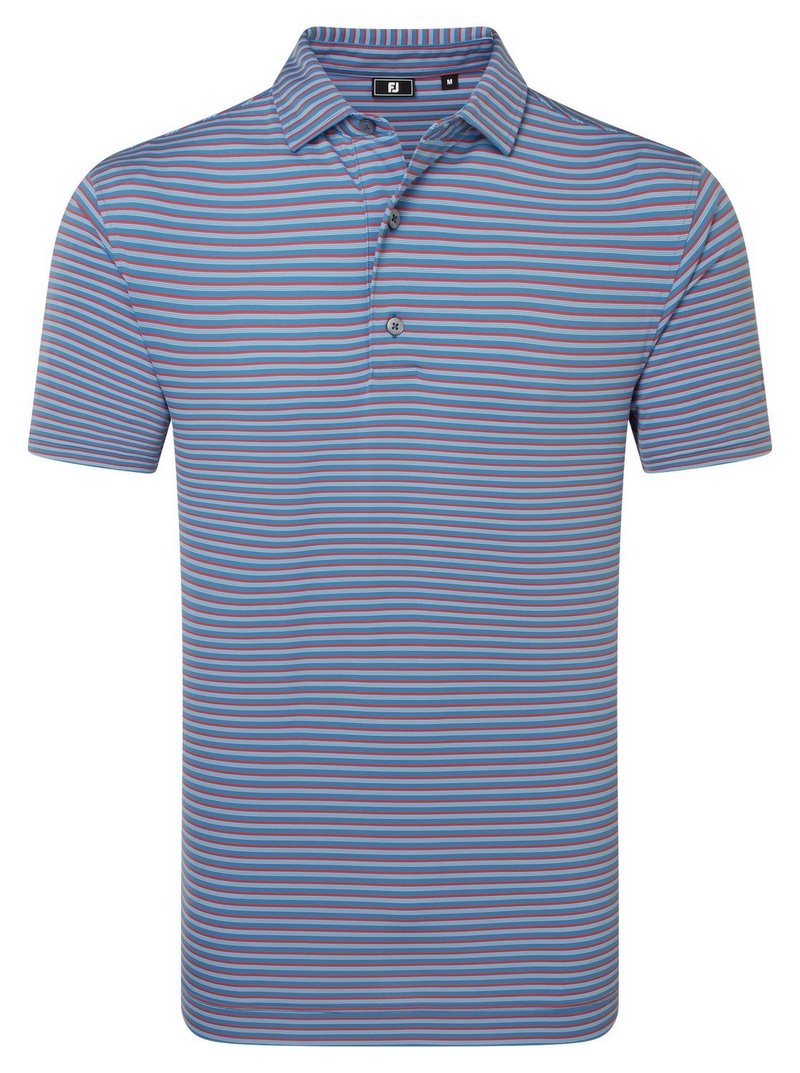 FootJoy Shadow Stripe Lisle heren polo, coastal blue