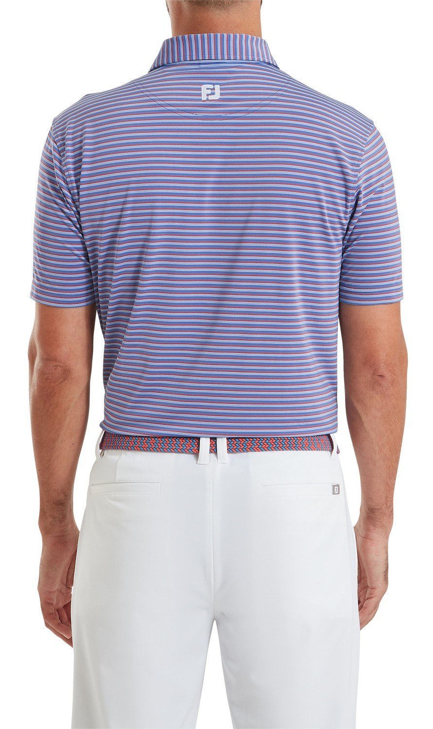 FootJoy Shadow Stripe Lisle heren polo, coastal blue