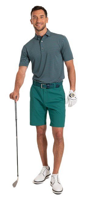 FootJoy Shadow Stripe Lisle heren polo, navy