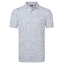 FootJoy Watercolour Floral Print Pique heren polo, white/chambray/nantucket red