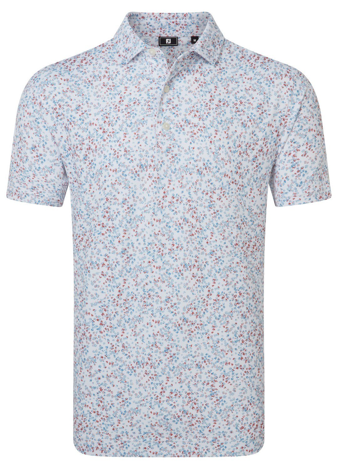 FootJoy Watercolour Floral Print Pique heren polo, white/chambray/nantucket red